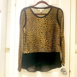 NWOT MICHAEL KORS ANIMAL PRINT LONG SLEEVE TOP